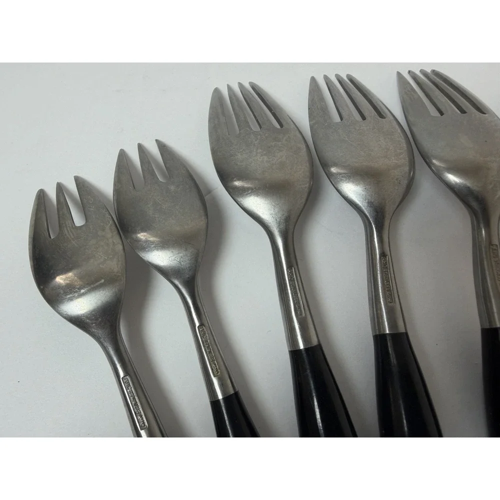 MCM Flatware 4 Dinner Forks 4 Salad AHC Japan after Dansk Kongo Pattern